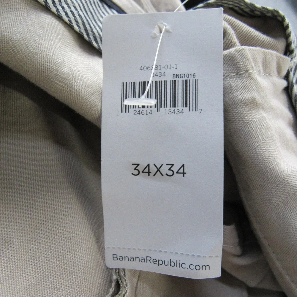 Banana Republic‎ Pants Mens 34x34 Khaki Aiden Chino Slim Fit Flat Front Cotton